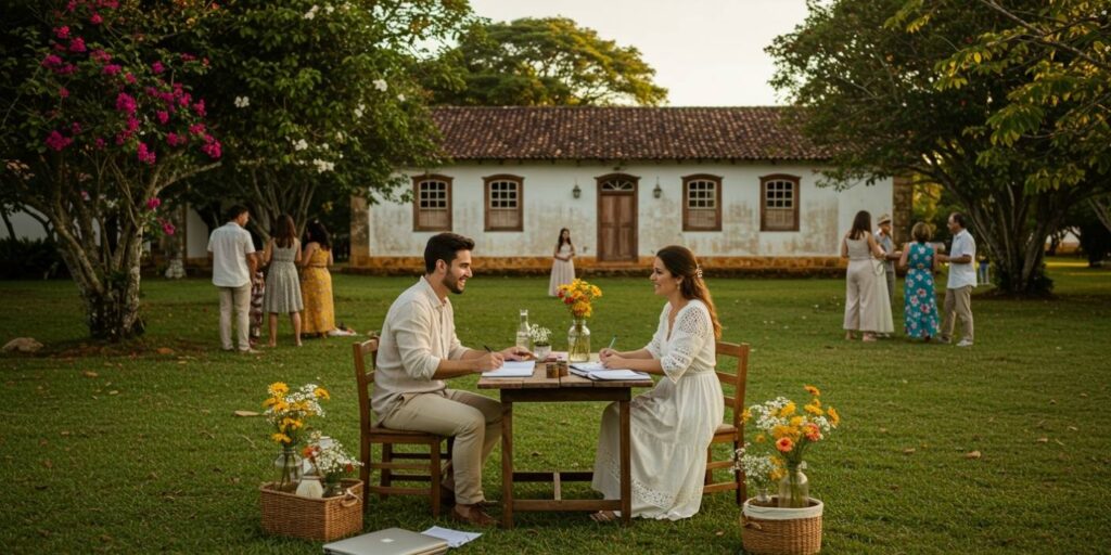 9 a 7 meses antes: Local, cerimônia e lista de convidados — os alicerces da festa