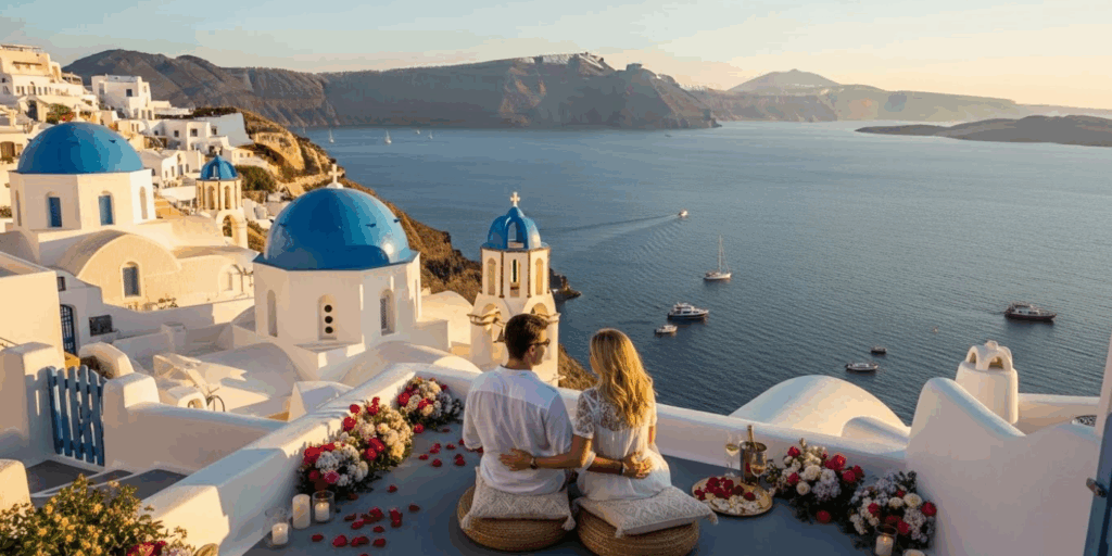 Santorini, Grécia_ Romance com Vista para o Vulcão